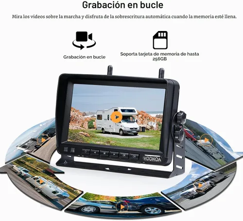 Miniatura 6 de Cámara magnética inalámbrica de respaldo, batería de 15000 mAh, recargable, impermeable, HD, solar, retrovisor, cámara de enganche Bluetooth