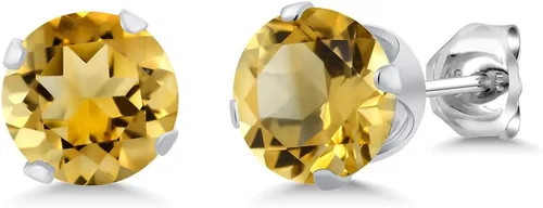 Miniatura 63 de Gem Stone King Aretes redondos de plata de ley 925 con piedra natal de 0.236 in para mujer