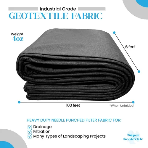 Miniatura 2 de Super Geotextile - Tela no tejida de 4, 6 y 8 onzas para paisajismo, drenajes franceses, preparación de suelos, control de erosión, proyectos