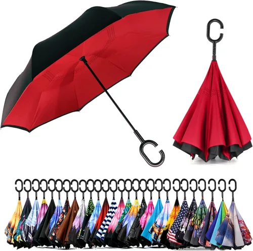 Miniatura 151 de SIEPASA Paraguas invertido invertido de 49/56 pulgadas, doble toldo extra grande, ventilado, resistente al viento, impermeable, paraguas de golf