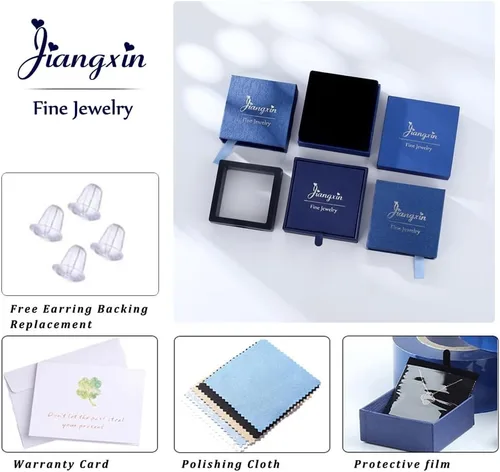 Miniatura 6 de Solitaire - Aretes redondos de plata de ley 925 de ónix negro chapado en platino, joyería fina para mujeres y hombres