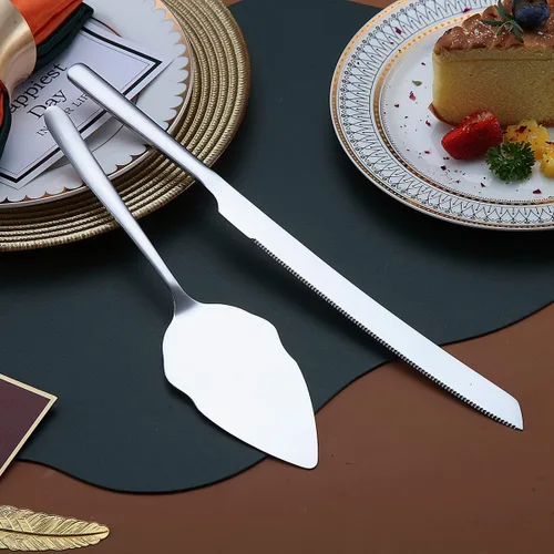 Miniatura 3 de Juego de cuchillo y servidor de pastel de boda, juego de corte de pastel de acero inoxidable para boda, incluye cortador de pasteles y servidor
