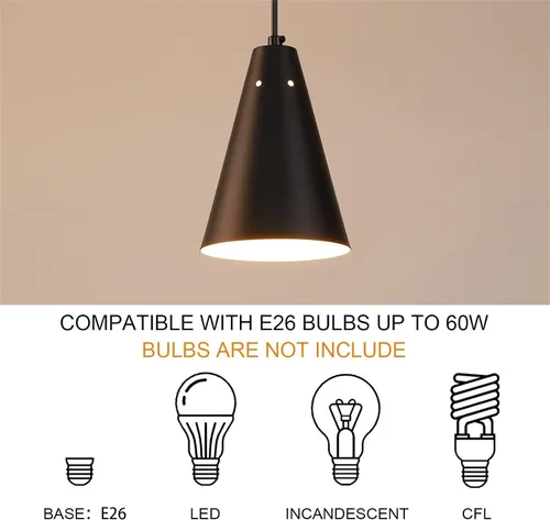 Miniatura 6 de Lámpara colgante negra enchufable, luces colgantes con interruptor de encendido/apagado de cable de enchufe, mini luces colgantes para isla