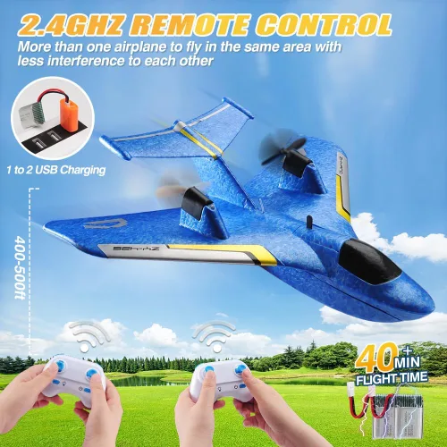 Miniatura 8 de Avión de agua a control remoto, avión RC para agua, tierra y aire, avión de control remoto, juguetes de combate volador, estabilizador de giroscopio