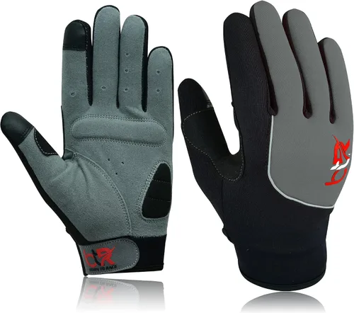 Miniatura 3 de BTR BORN TO RACE Guantes de ciclismo acolchados de dedo completo para montar en bicicleta de montaña, pantalla táctil, entrenamiento, bicicleta