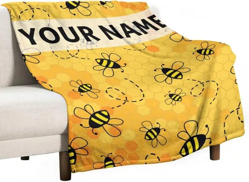 Miniatura 6 de Manta de abeja para niños, suave, mullida y acogedora, 30 x 40 pulgadas, manta de regazo para sofá, oficina, color negro, lindas mantas cálidas