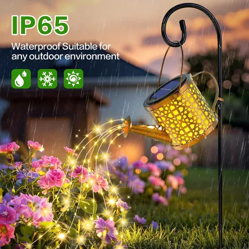 Miniatura 6 de Luces Solares de Regadera Impermeables, Luces Solares Decorativas para Exteriores Decoración de Jardín Luces Colgantes de Metal para Exteriores