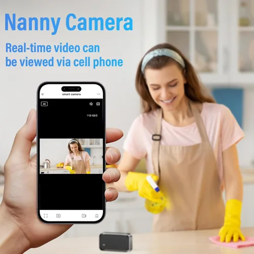 Miniatura 4 de Cámara de Seguridad Mini, 4K Real Full HD, Cámara de Niñera con Dos Conjuntos de Configuración de Reloj de Alarma para Seguridad del Hogar, Visión