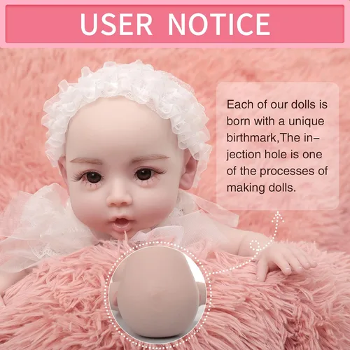 Miniatura 2 de Muñecas de bebé Reborn de 17.7 pulgadas de silicona realista de cuerpo completo, muñecas no de vinilo, muñeca de silicona platino real realista