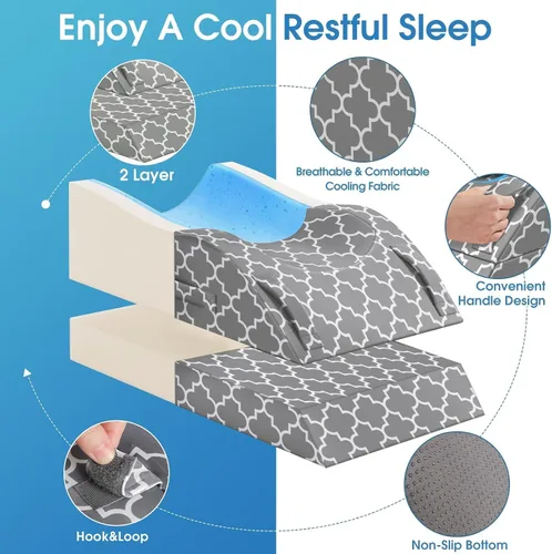 Miniatura 4 de Almohada de pierna CloudBliss, almohada de elevación de pierna para después de la cirugía, espuma viscoelástica ajustable con funda para hielo
