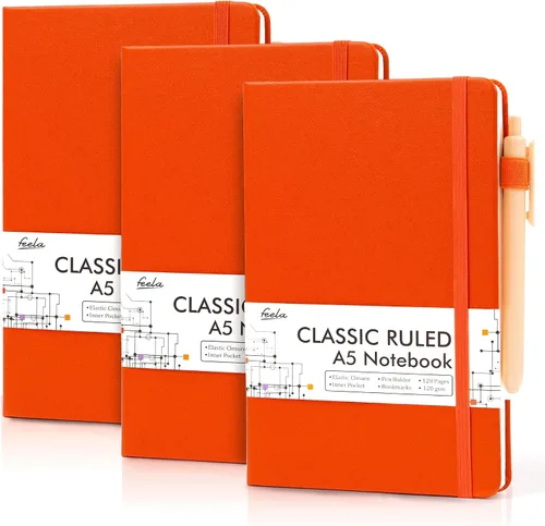 Miniatura 10 de feela Paquete de 3 Cuadernos Diarios a Granel, Cuaderno de Tapa Dura Clásico con Rayas Rayado Diarios con Soporte para Bolígrafo para Mujeres Niñas