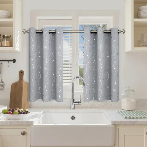 Miniatura 58 de BGment Cortinas cortas de oscurecimiento de habitación de 45 pulgadas de largo para ventanas pequeñas, cortinas con aislamiento térmico con ojales