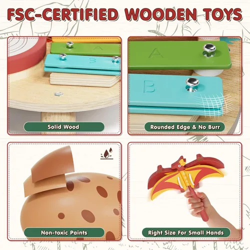 Miniatura 5 de Lehoo Castle Juego de batería para bebé, instrumentos musicales de madera, juguetes Montessori para niños pequeños de 1 a 3 años, juego de percusión