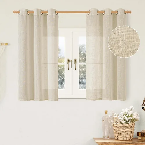 Miniatura 196 de LAMIT Cortinas de lino sintético para dormitorio, paneles filtrantes de luz, cortinas de lino con protección de privacidad con ojales para ventanas