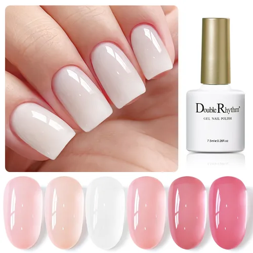Miniatura 17 de Double Rhythm - Juego de esmaltes de uñas de gel de 6 colores Baby Light Pastel Milky, kit de iniciación para arte, bricolaje, salón, hogar