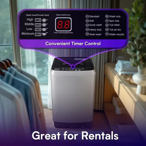 Miniatura 5 de Anypro Lavadoras de ropa portátiles de 17.8LBS lavadora y centrifugadora automática completa combo con 10 programas y 8 niveles de agua, máquina