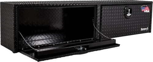 Miniatura 11 de Buyers Products 1721551 - Caja de camión de aluminio negro con tracción en diamante y tapa superior con puerta abatible, 72 x 13 x 16 pulgadas