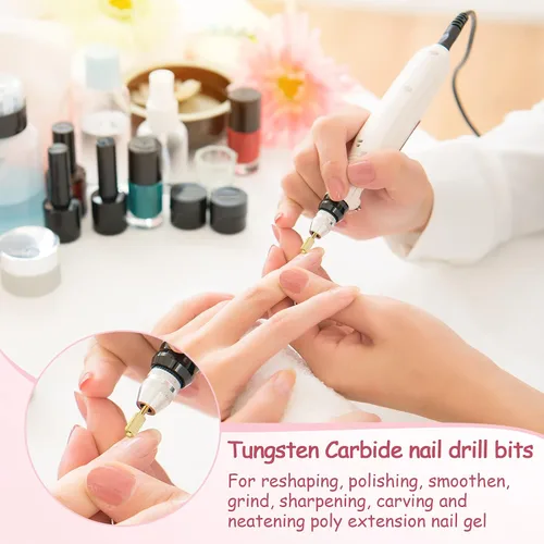 Miniatura 6 de Hestya Juego de 7 brocas de carburo de tungsteno para uñas, lima eléctrica de 3/32 pulgadas, manicura de diamante, pedicura, removedor de cutículas