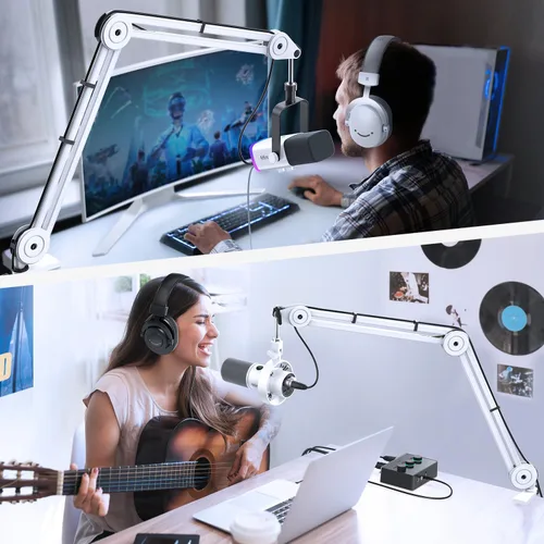 Miniatura 7 de FIFINE Soporte de Brazo para Micrófono, Soporte de Micrófono de Metal Resistente, Brazo de Suspensión de Tijera Ajustable para Grabación de Podcast