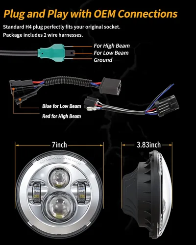 Miniatura 6 de XPCTD Kit de faros delanteros LED de 7 pulgadas para Street Glide Road King Electra Glide Ultra Classic Fat Boy Tri Cvo Heritage Softail Slim Delux