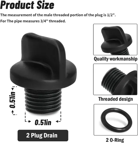 Miniatura 5 de R0446000 Tapón de drenaje de bomba de piscina con junta tórica de repuesto para bombas de filtro Zodiac Jandy, bomba de refuerzo Polaris y sistema