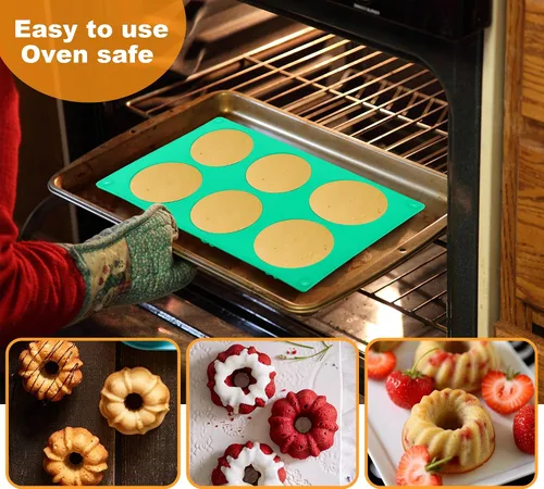 Miniatura 5 de Zorazio Molde de silicona para pasteles con tubo estriado de 6 cavidades, 3 piezas, molde antiadherente mixto para mini cupcakes, pan de maíz, Mezcla