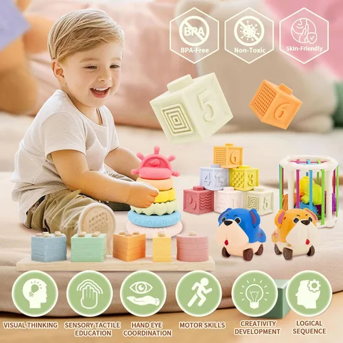 Miniatura 2 de LUCKFUTURE Juguetes para bebés de 6 a 18 meses, juego de juguetes Montessori 8 en 1, juguetes educativos de aprendizaje para niños pequeños de 1 a 3