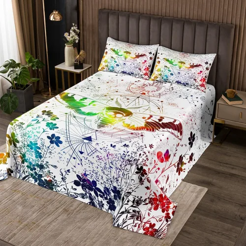 Miniatura 17 de Erosebridal Juego de colcha de teñido anudado arcoíris, juego de ropa de cama bohemio de calavera de la muerte, juego de ropa de cama tamaño King