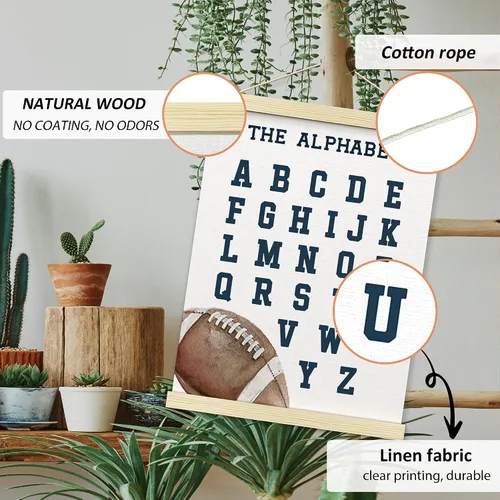 Miniatura 4 de BONETAT Póster de números y alfabeto para guardería de niños pequeños, decoración de pared para sala de juegos, tabla de pared ABC, decoración