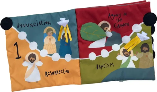 Miniatura 2 de Libro silencioso de rosario para bebés y niños pequeños, explora los misterios del rosario a través del juego, aprendizaje sensorial interactivo