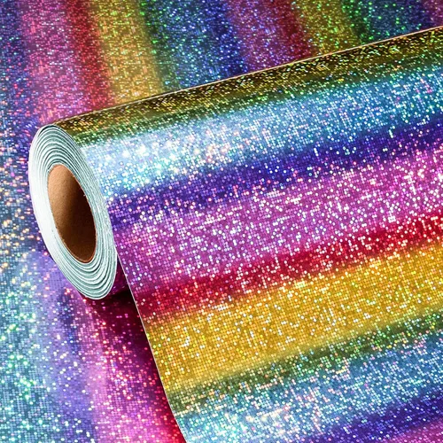 Miniatura 19 de Homeral Rollo de papel de regalo rosa holográfico con galaxia rosa brillante para cumpleaños, baby shower, despedida de soltera, boda, día