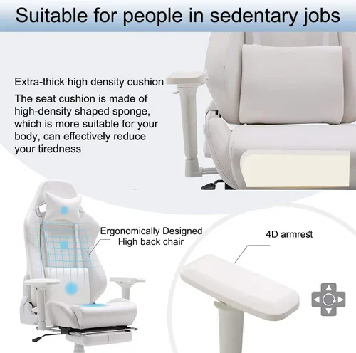 Miniatura 4 de Silla de juegos, sillas de oficina para el hogar, silla de oficina ergonómica con reposapiés y soporte lumbar, sillas de juegos para adultos, silla