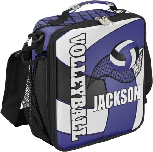 Miniatura 11 de Bolsa de almuerzo personalizada para niñas, niños, adolescentes, hombres y mujeres, regalo personalizado, bolsa de almuerzo, pelota de fútbol, azul