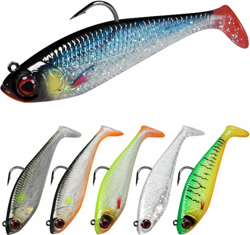 Miniatura 9 de GOTOUR Pre-Rigged Soft Fishing Lures with Weedless Hook, Lifelike Paddle Tail Swimbaits for Bass Fishing, Freshwater & Saltwater Fishing Bait