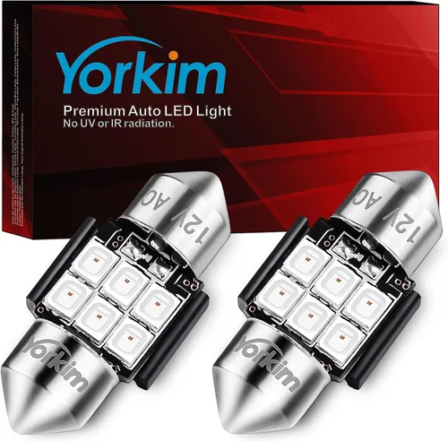 Miniatura 9 de Yorkim Bombilla LED De3175 de 1.102 in, color blanco, súper brillante, 1.102 in, 1.142 in, sin errores, CANBUS 6-SMD 2835 Chipsets para luces