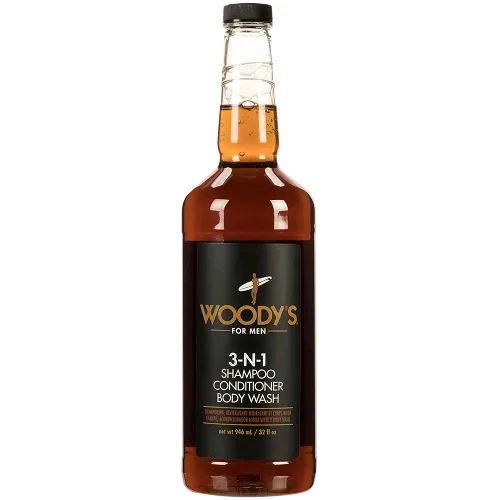 Woody's Gel de baño 3 en 1 para hombre, champú, acondicionador y gel de baño, limpiador todo en uno, refrescante e hidratante con extractos Arándano