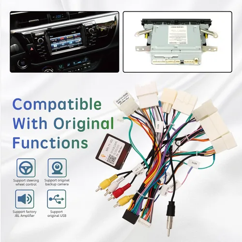 Miniatura 6 de para Toyota Kit de arnés de cableado de estéreo para Corolla RAV4 Camry 4Runner Prado Tundra, conector Plug&Play Highlander con adaptador CANBUS