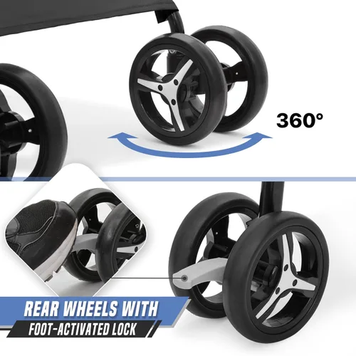 Miniatura 10 de Cochecito para mascotas para perros y gatos pequeños, 10-22 libras, almacenamiento trasero, negro