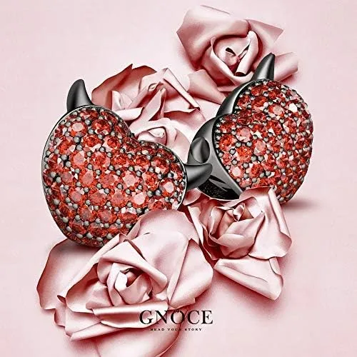 Miniatura 5 de GNOCE Pulsera de plata de ley 925 con colgante de calavera y corazón diseño de murciélago con cierre