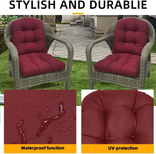 Miniatura 6 de Srutirbo Juego de 2 cojines de asiento para sillas de exterior, impermeables, 19 x 19 pulgadas, en forma de U, para sillas de patio y sillas Rojo