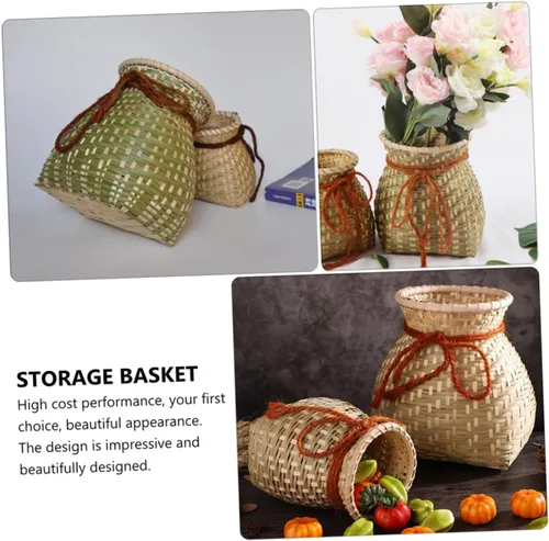 Miniatura 7 de STOBAZA Cesta tejida de bambú hecha a mano, sin olor, para juguetes, mantas, decoración rústica del hogar, 2