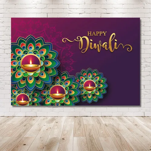 Miniatura 6 de MEHOFOND Decoraciones de fondo de fiesta de Diwali de 7 x 5 pies, pancarta india Diwali Deepavali Festival de Luces Fotografía Fondo Hindú Luces