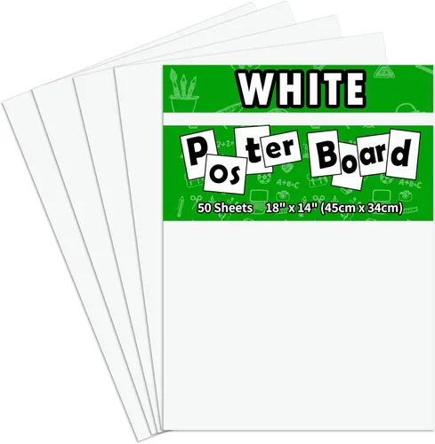Miniatura 8 de pmybupo 50 tableros de póster blancos de 22"×28", tablero de póster de valor para proyectos de manualidades escolares, presentación, dibujo