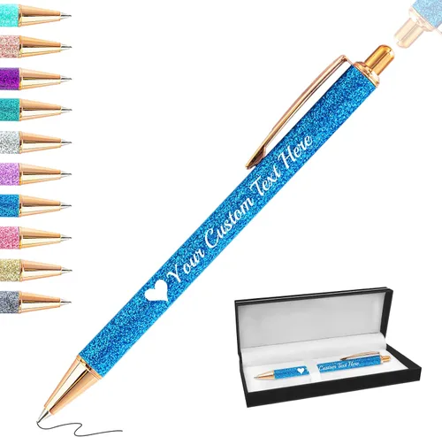 Bolígrafos con purpurina personalizados con nombre, bolígrafos bonitos y bonitos personalizados, bolígrafos retráctiles de tinta negra, suministros
