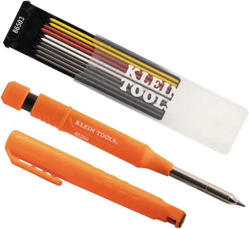 Miniatura 6 de KLEIN TOOLS 80188 Skribes 2.8 mm Lápiz de Carpintero Mecánico con Sacapuntas Incorporado y Paquete de 10 Recargas de Plomo de Grafito, para Marcado