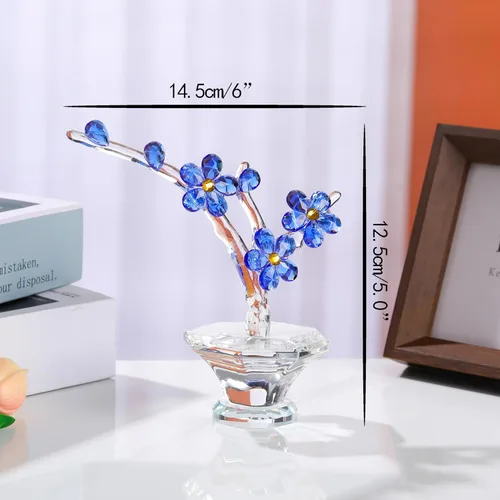 Miniatura 5 de Flores de cereza de cristal con tallos - Flores de vidrio con jarrones, regalos de cereza japonesa para esposa, novia, mujeres - Decoración de mesa