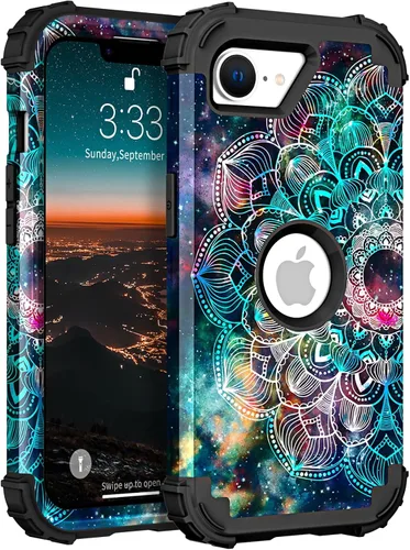 Miniatura 111 de Hocase Funda para iPhone SE 2022/2020, resistente a prueba de golpes, de plástico duro+goma de silicona, funda protectora híbrida para iPhone SE
