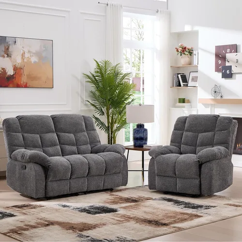 Miniatura 41 de CANMOV Silla reclinable manual, sofá reclinable individual con respaldo y reposabrazos sobrerelleno para sala de estar, muebles de dormitorio