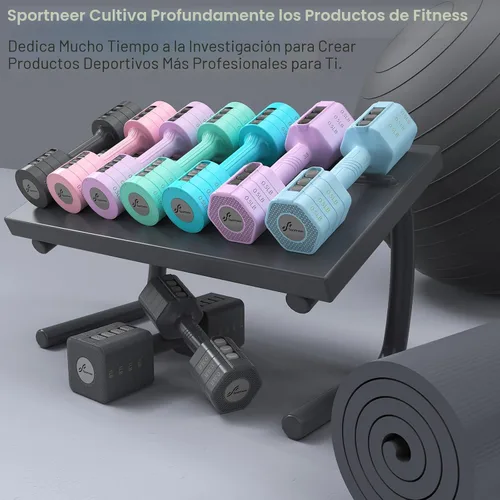 Miniatura 7 de Sportneer Juego de mancuernas ajustables para mano: juego de 2 mancuernas de 5 libras cada una de 2 libras, 3 libras, 4 libras, 5 libras, pesas