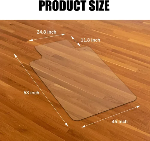 Miniatura 7 de Kuyal Alfombrilla para Silla, Alfombrilla Rodante para Suelo de Madera Dura, 114,3 x 134,6 cm, Protector de Suelo de PVC Transparente para Oficina